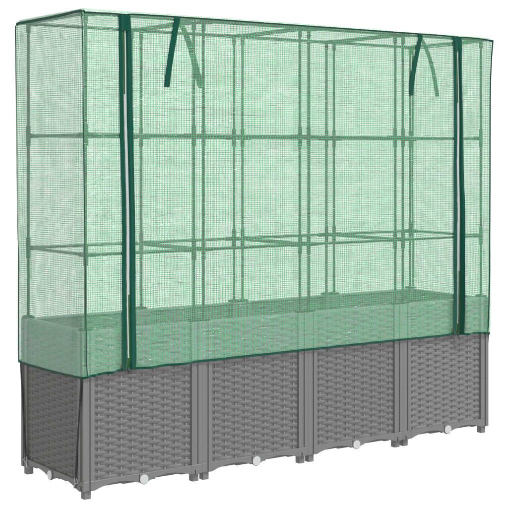 ComfortXL - Très grand bac potager sur pieds 160 cm avec serre haute aspect rotin Gris - ComfortXL Outdoor Living - Image 2