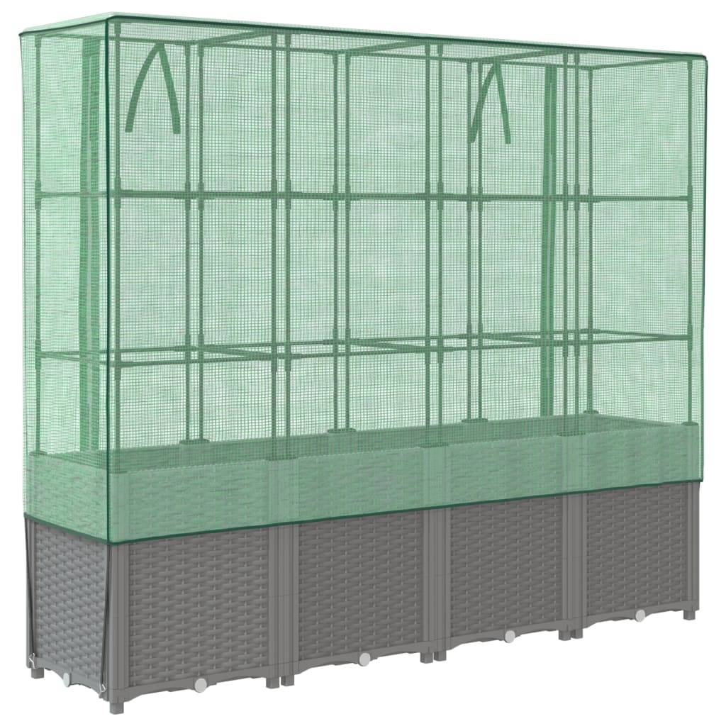 ComfortXL - Très grand bac potager sur pieds 160 cm avec serre haute aspect rotin Gris - ComfortXL Outdoor Living - Image 6