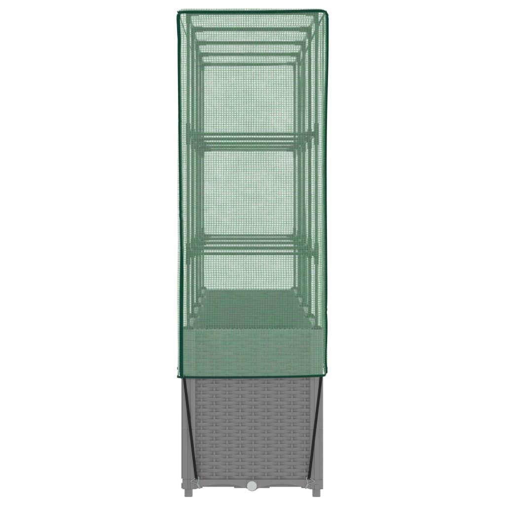 ComfortXL - Très grand bac potager sur pieds 160 cm avec serre haute aspect rotin Gris - ComfortXL Outdoor Living - Image 5