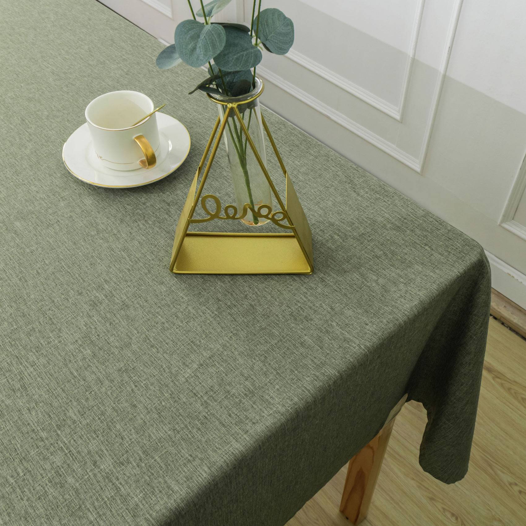 Home Maison - Nappe rectangulaire enduite et anti tache - HOME MAISON - Polyester - Vert Olive - Image 2