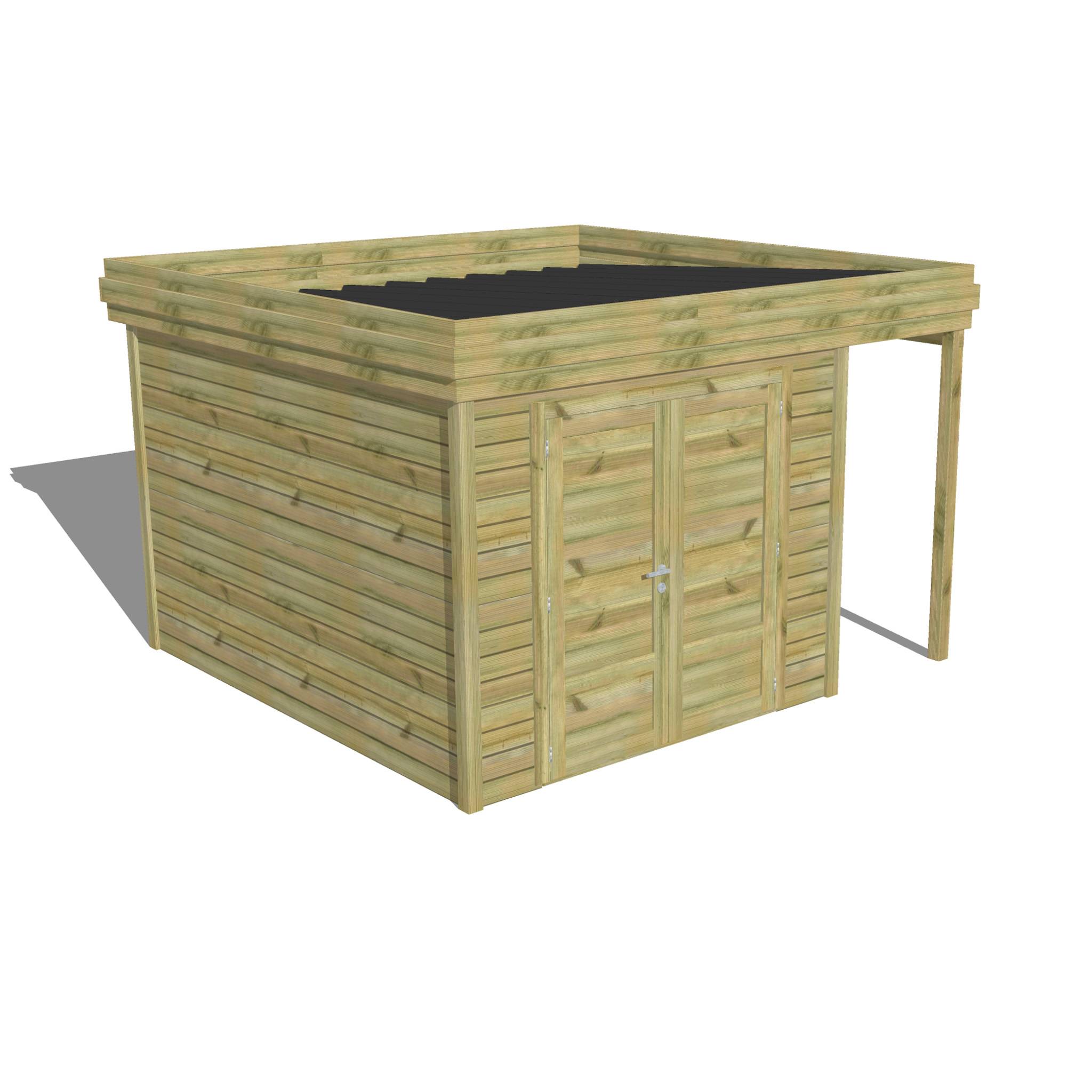 ABRI DE JARDIN bois autoclave 27mm - 3,64x3,44m / 13m2 - Bac acier ...