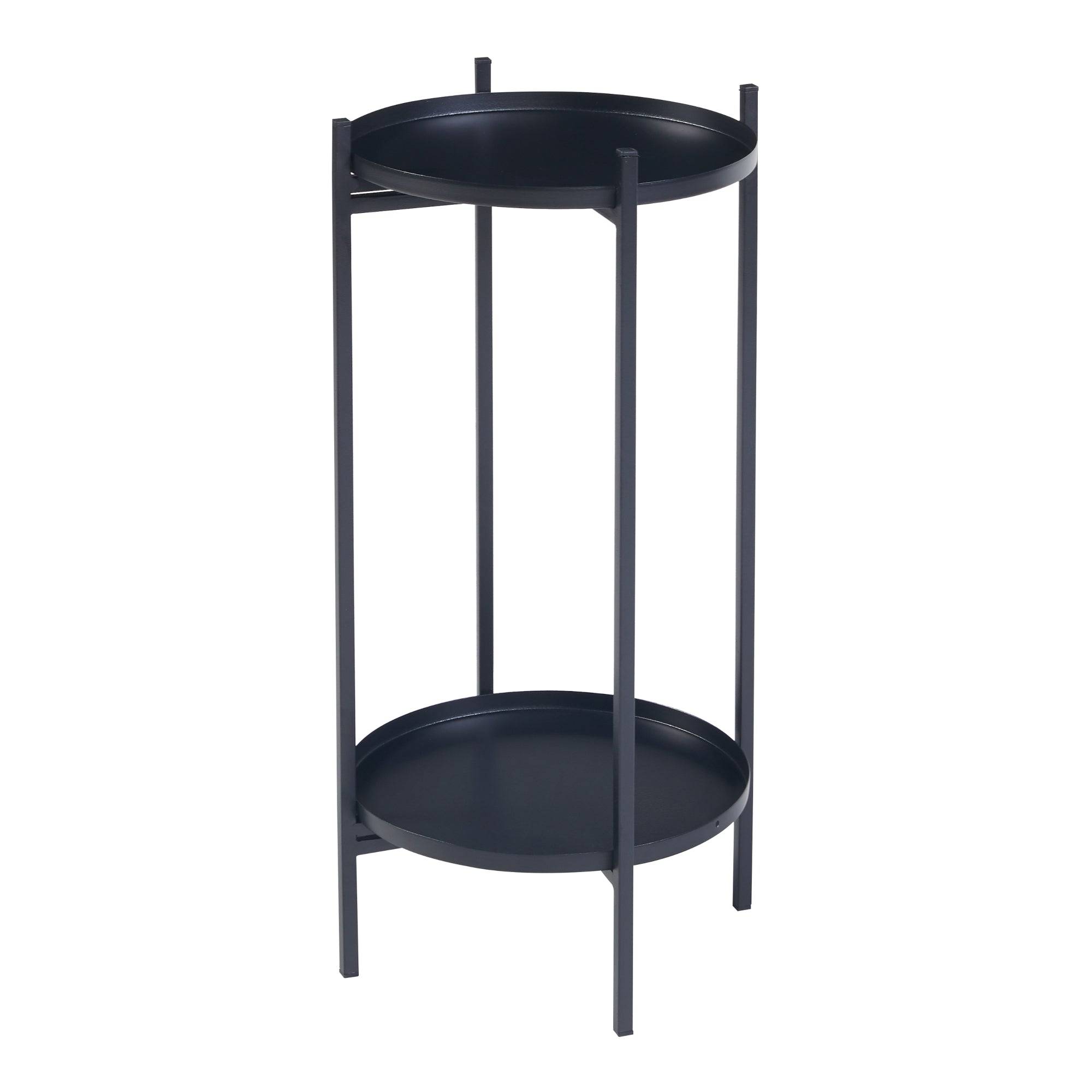 Helloshop26 - Support de plantes à 2 niveaux métal 54 x 25 cm noir - Image 1