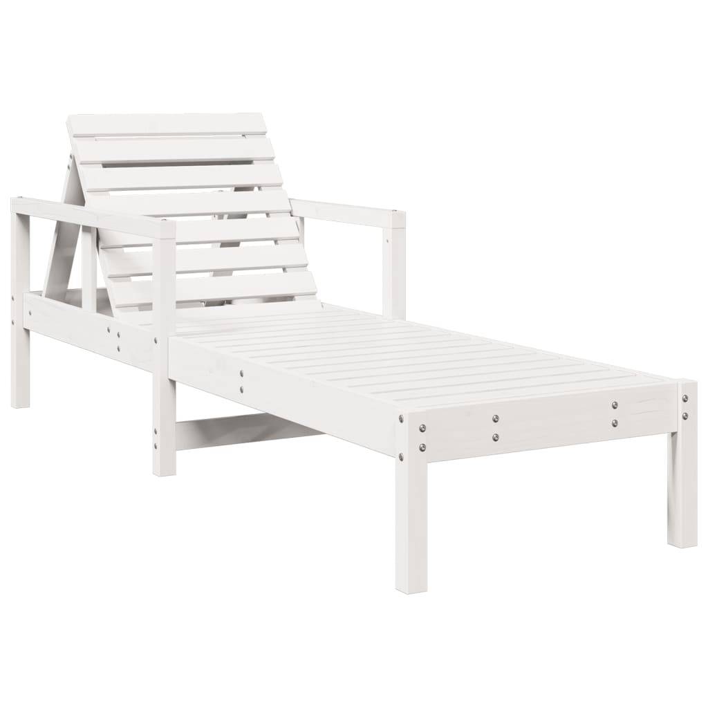 Maison Chic - Chaise longue | Transat | Bain de soleil blanc 199,5x62x55 cm bois massif de pin - Image 7