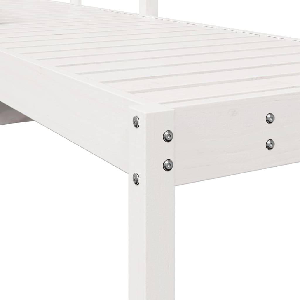 Maison Chic - Chaise longue | Transat | Bain de soleil blanc 199,5x62x55 cm bois massif de pin - Image 8