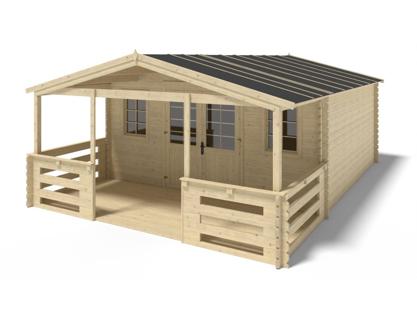 Altanka - Avant-toit en bois 5x2m pour le chalet de jardin 5m, couleur naturel - DOM613 - ALTANKA - Imagen 4