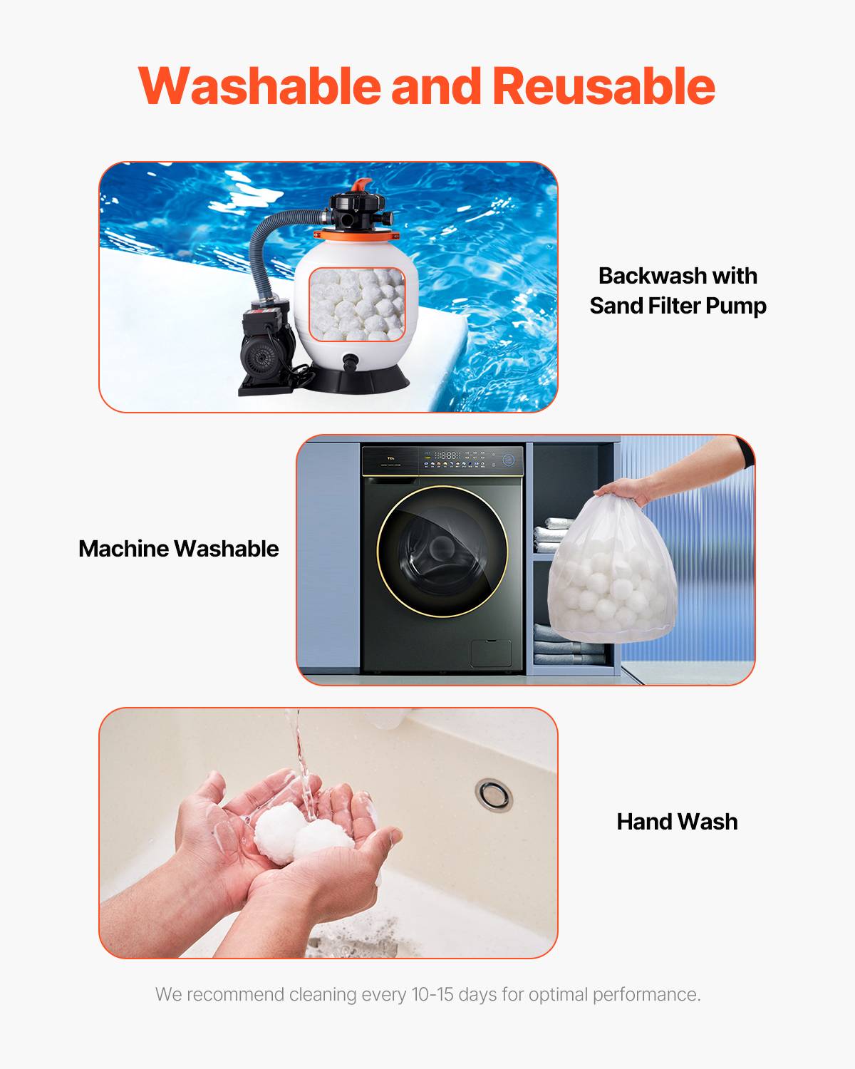 Vevor - VEVOR Boules filtrantes pour piscine 0,7 kg, fibres polyester réutilisables avec sac de lavage, compatibles filtres sable, cartouche et DE. - Image 4