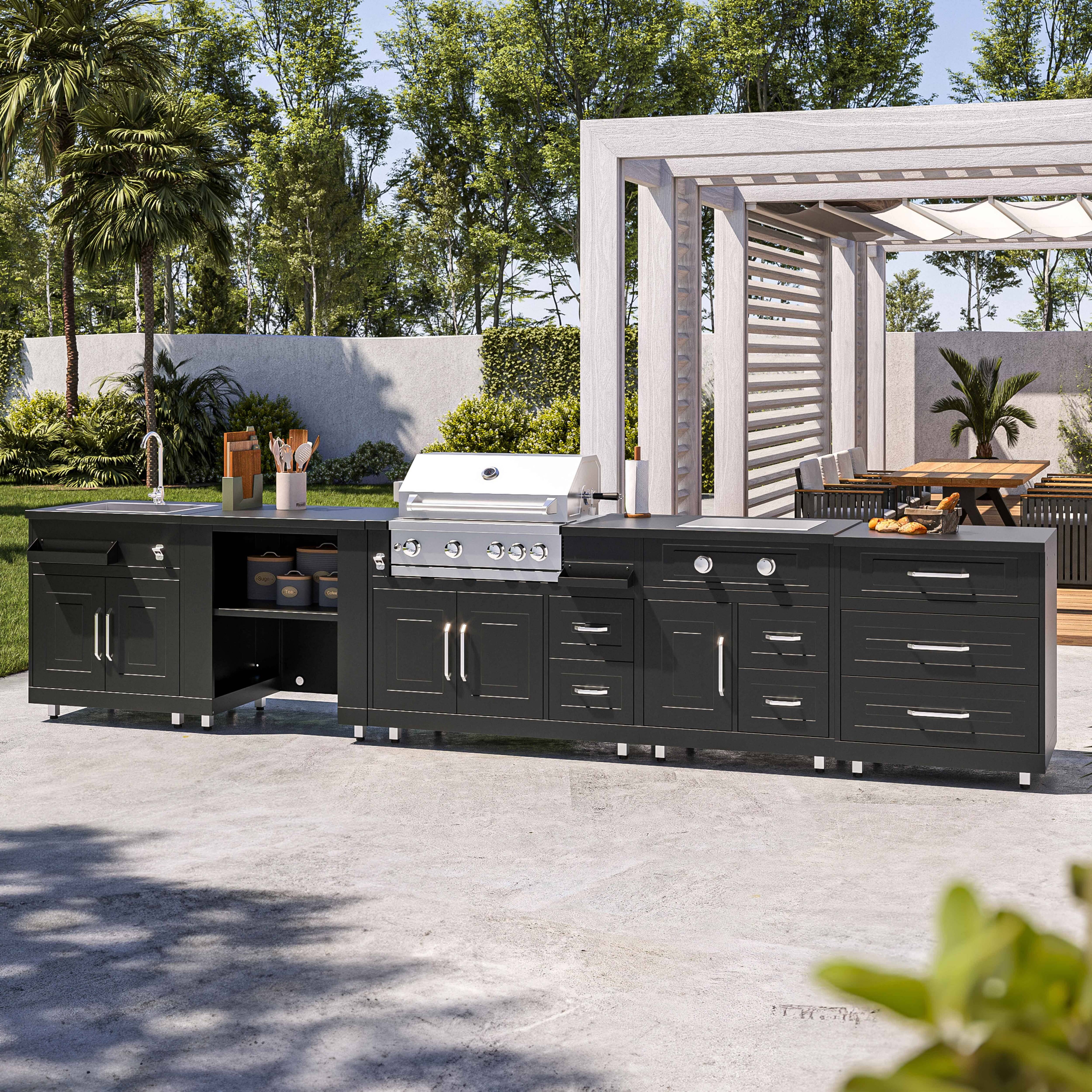 Oviala - Cuisine d'extérieur 5 éléments dont 2 modules de cuisson Memphis - Oviala - Imagen 1