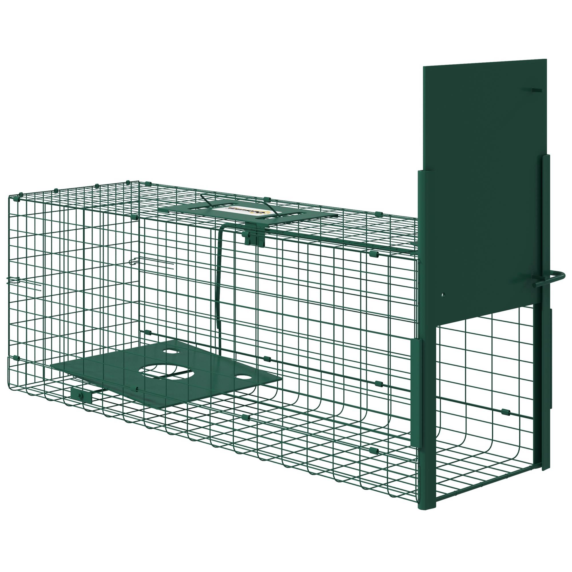 Cage piège pour petits animaux avec une porte et poignée, 80x25x30 cm, vert foncé - Image 1