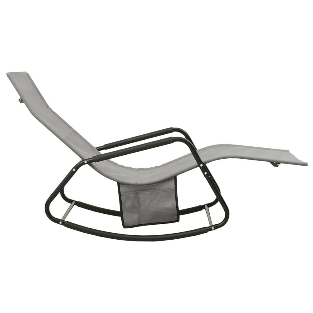 Helloshop26 - Transat chaise longue bain de soleil lit de jardin terrasse meuble d'extérieur acier et textilène gris - Imagen 3