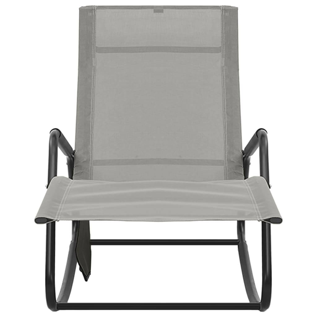 Helloshop26 - Transat chaise longue bain de soleil lit de jardin terrasse meuble d'extérieur acier et textilène gris - Imagen 2