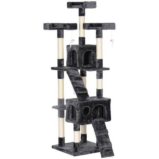 Arbre à Chat XXL Griffoir Sisal Multi-niveaux avec Nichoirs Échelles 173cm Gris - ComfortXL Pet Living - Image 2