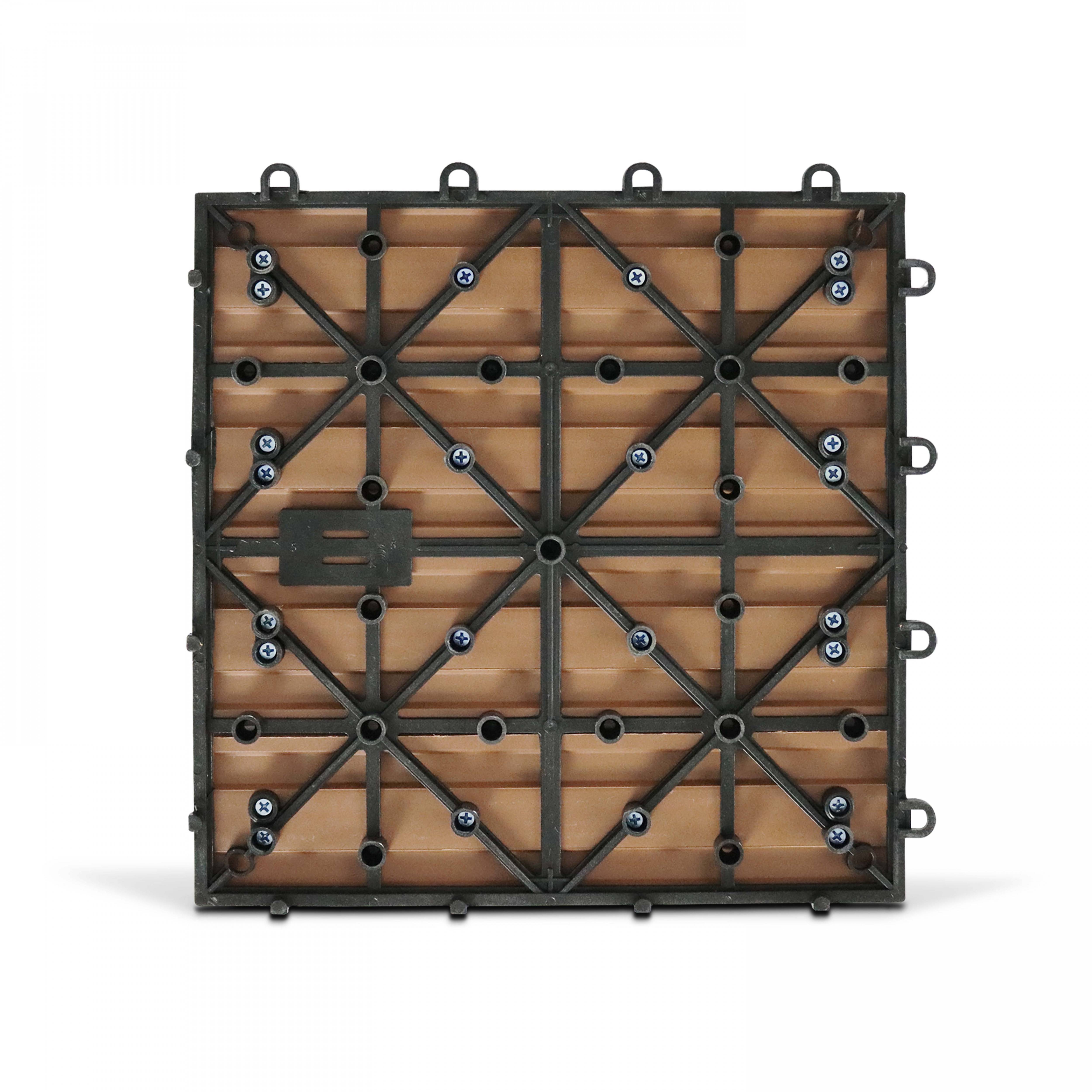 Oviala - Lot de 32 dalles clipsables bois synthétique marron Padang - Oviala - Imagen 2