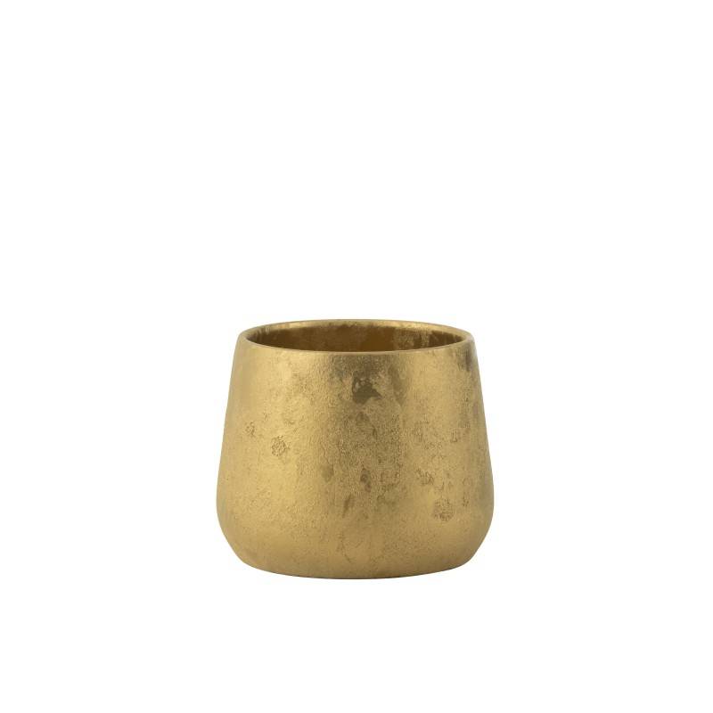 Cache-pot en céramique doré 21x21x17 cm - J-Line - Image 3