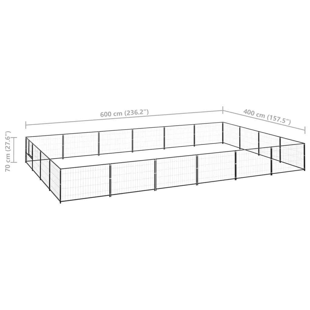 Helloshop26 - Chenil extérieur cage enclos parc animaux chien noir 24 m² acier - Imagen 2