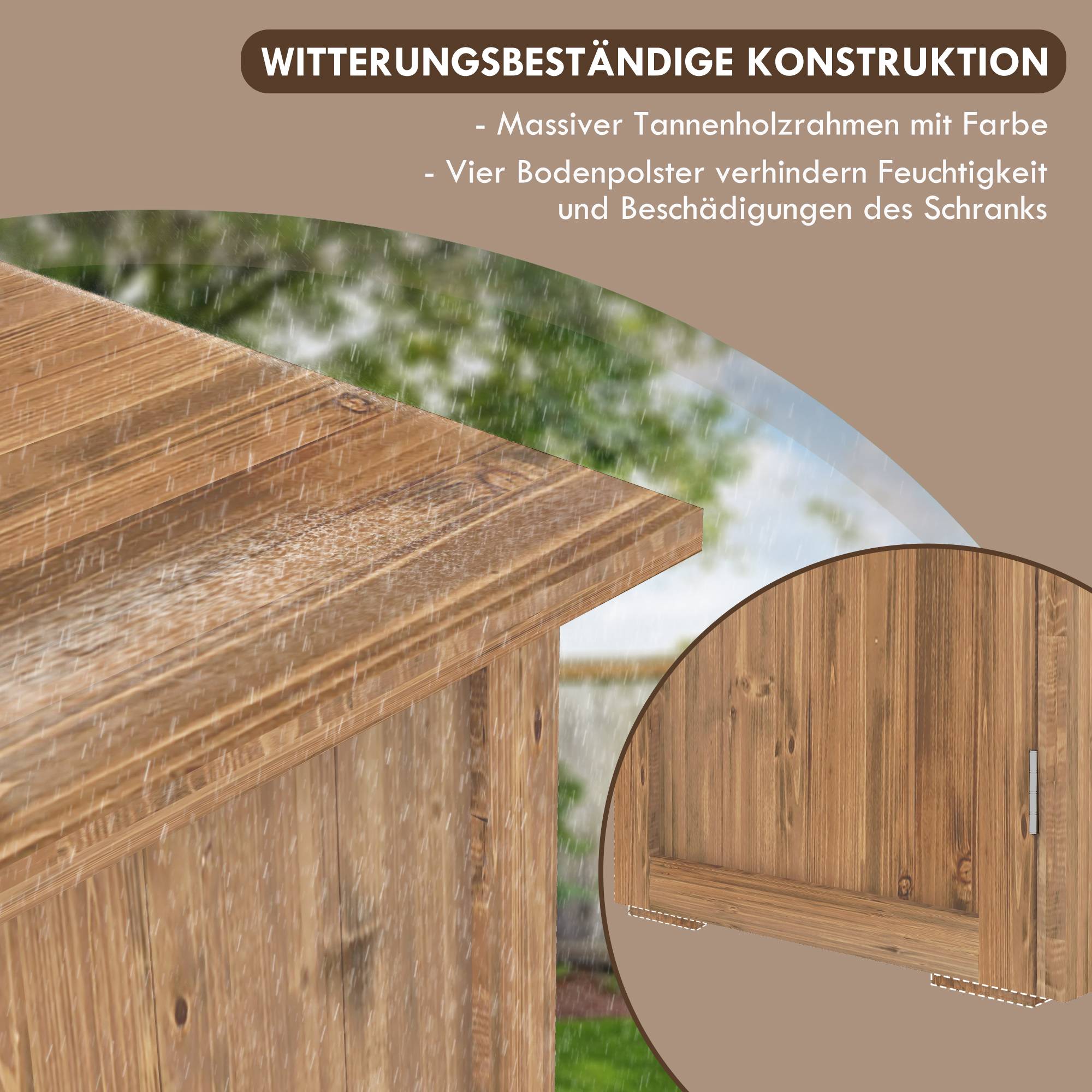Abri jardin, double porte, fermetures magnétiques, bois naturel, 77l x 55p x 72h cm, brun - Image 8