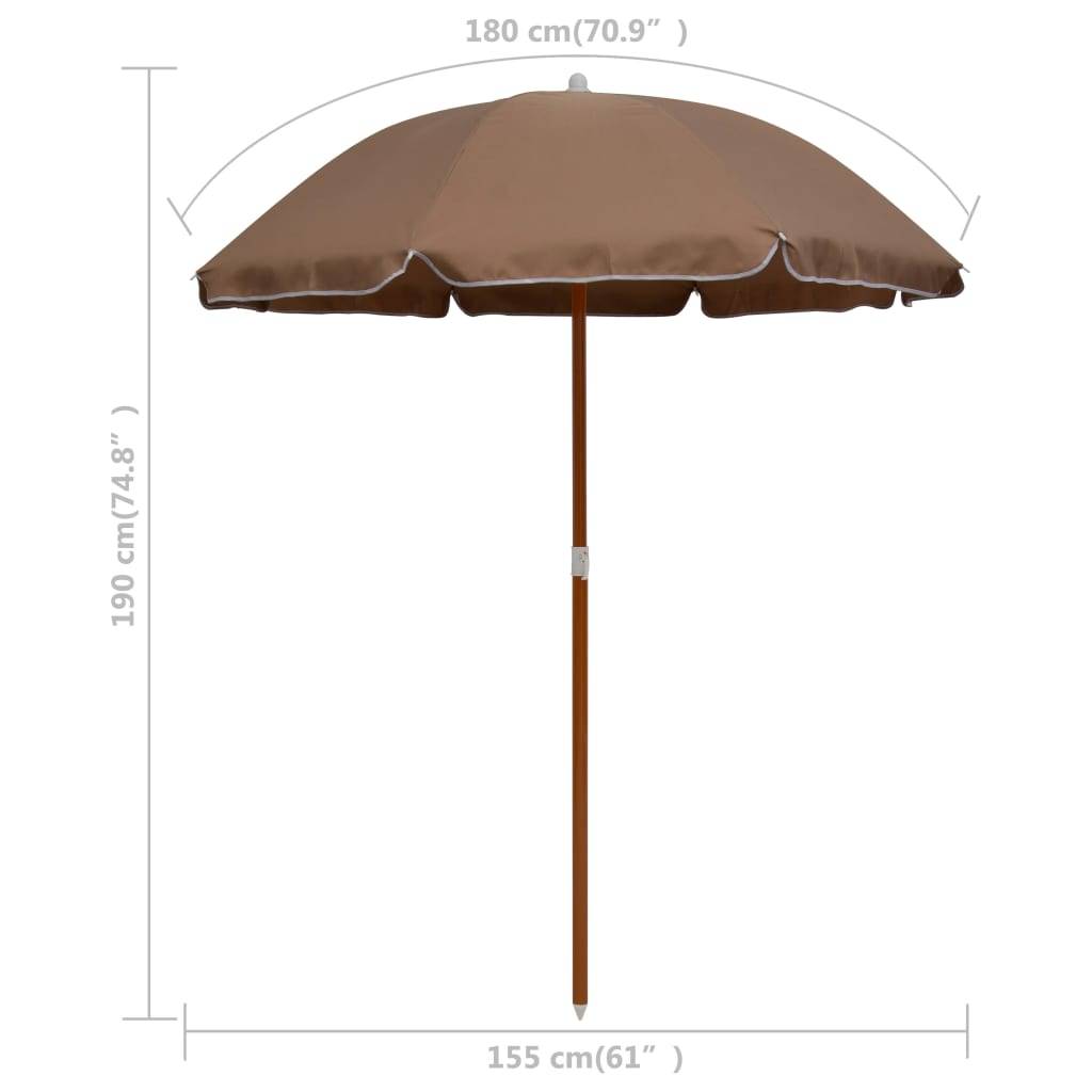 Helloshop26 - Parasol mobilier de jardin avec mât en acier 180 cm taupe - Imagen 5