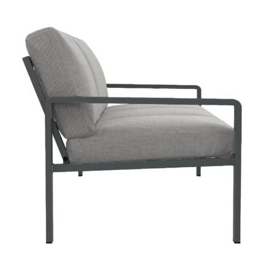 Salon de jardin DINA 5 places aluminium gris foncé et coussins gris clair Beau Rivage - Image 8