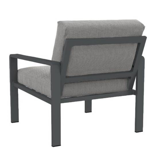 Salon de jardin DINA 5 places aluminium gris foncé et coussins gris clair Beau Rivage - Image 7