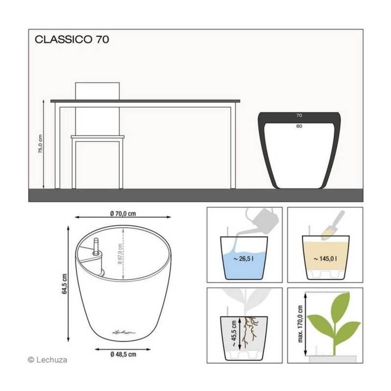 Lechuza - Pot De Fleur Lechuza Classico Premium 70 - Kit Complet, Anthracite Métallisé - Imagen 3
