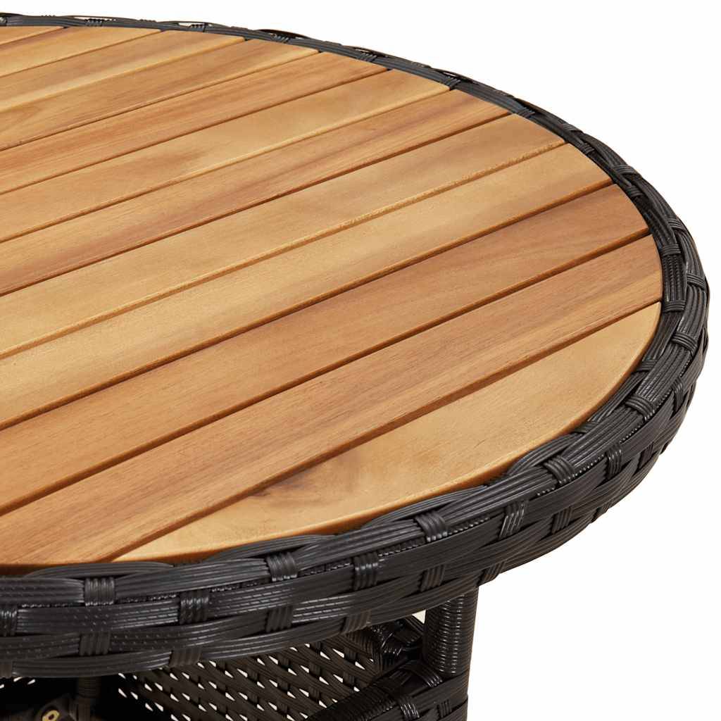 ComfortXL - Salon de Jardin 4 Places Table Ronde Acacia et Chaises Résine Tressée avec Coussins Crème pour Terrasse Noir Ø60cm – ComfortXL Outdoor Living - Image 6