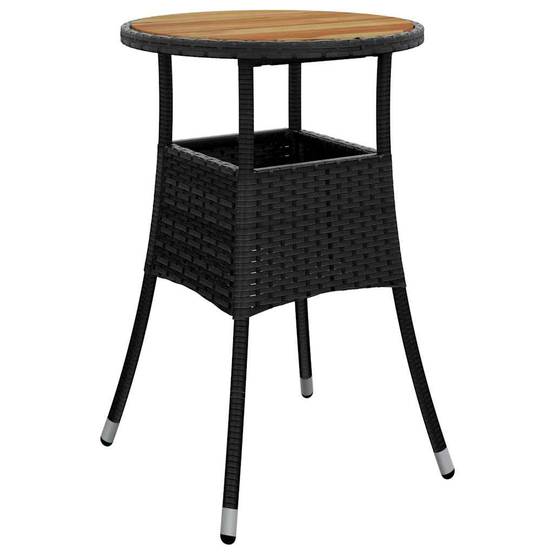 ComfortXL - Salon de Jardin 4 Places Table Ronde Acacia et Chaises Résine Tressée avec Coussins Crème pour Terrasse Noir Ø60cm – ComfortXL Outdoor Living - Image 4