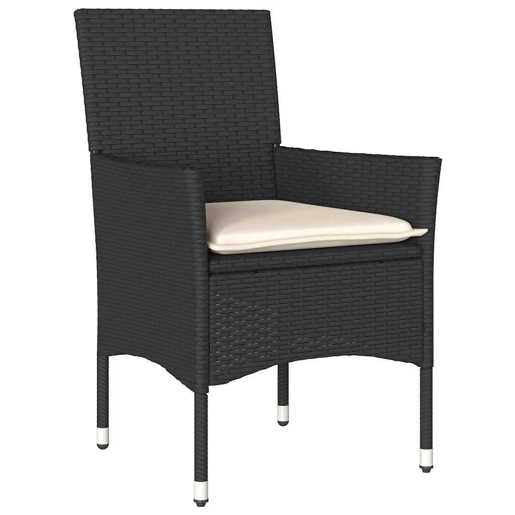 ComfortXL - Salon de Jardin 4 Places Table Ronde Acacia et Chaises Résine Tressée avec Coussins Crème pour Terrasse Noir Ø60cm – ComfortXL Outdoor Living - Image 3