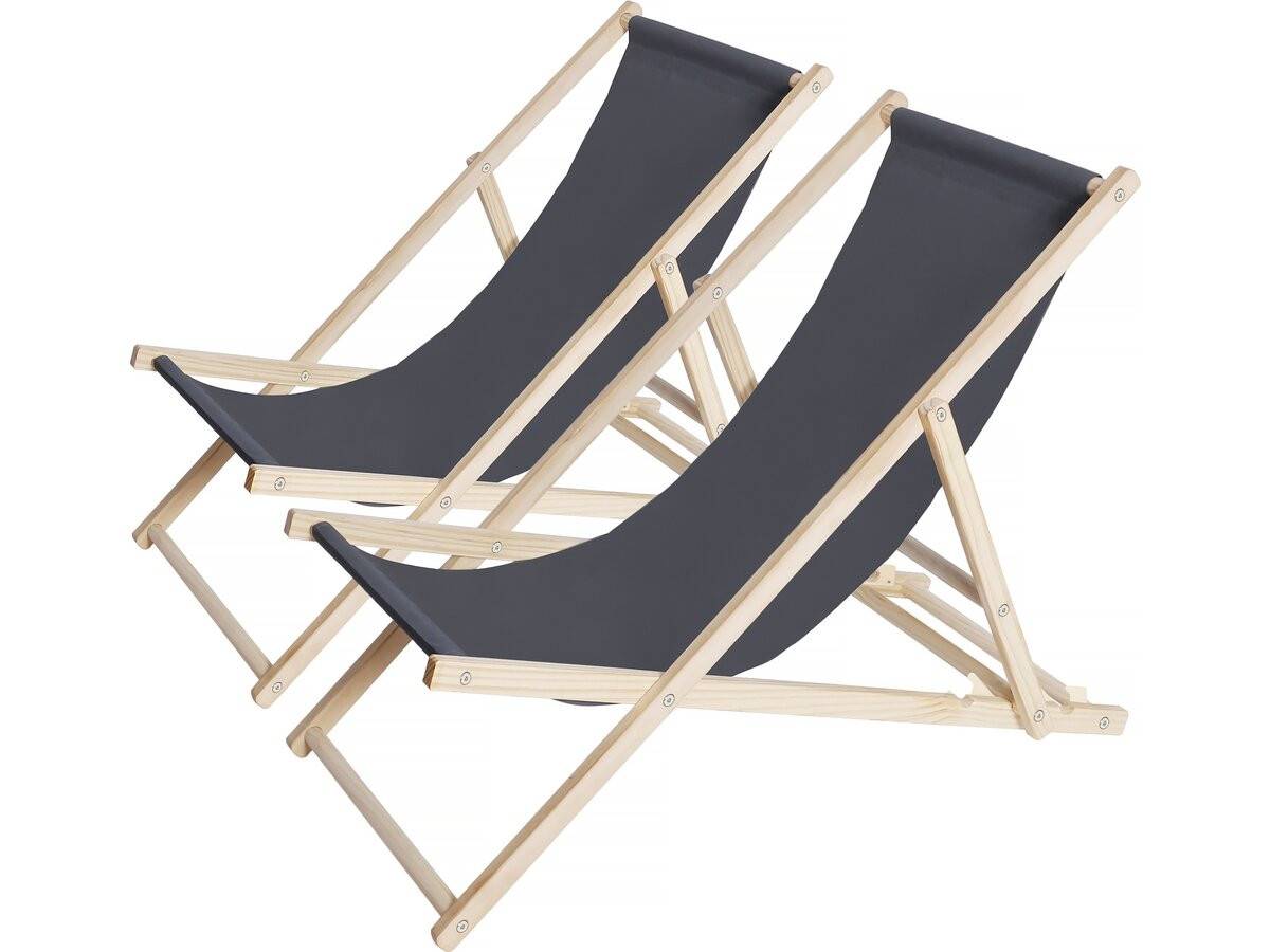 Habitat Et Jardin - Lot De 2 Transats En Bois "chilienne" - 107 X 56.5 X 81 Cm - Gris -habitat Et Jardin - Imagen 1