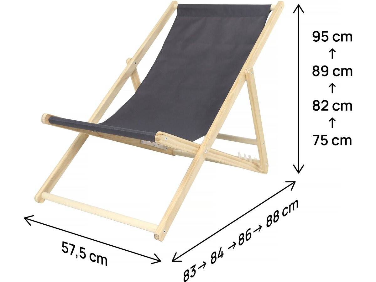 Habitat Et Jardin - Lot De 2 Transats En Bois "chilienne" - 107 X 56.5 X 81 Cm - Gris -habitat Et Jardin - Imagen 4