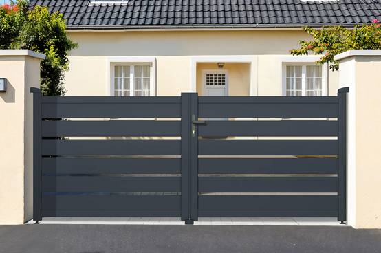 Casanoov Portail battant 3,5 m VOGEL H.120 cm aluminium gris - Image 1