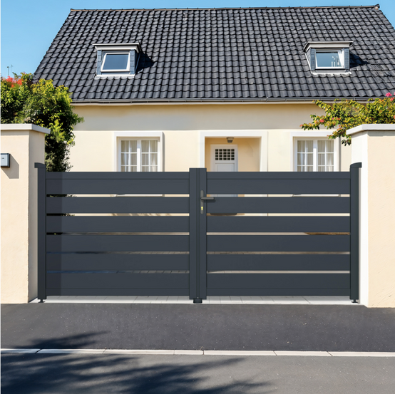 Casanoov Portail battant 3,5 m VOGEL H.120 cm aluminium gris - Image 4