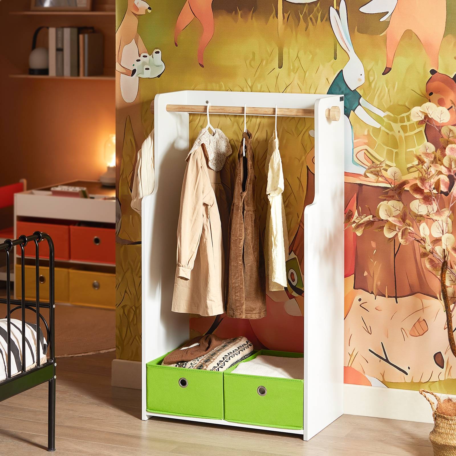SoBuy Porte-Vêtements Enfant, Penderie et Étagère pour Chambre d'Enfant, Blanc, 60 x 35 x 110 cm, KMB109-W - Image 2