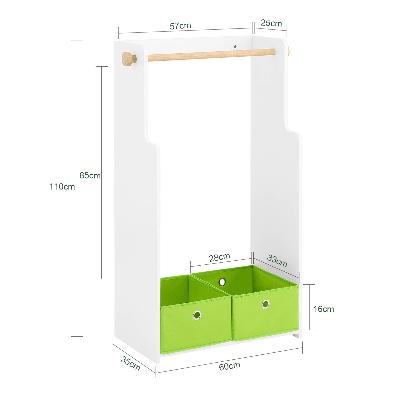 SoBuy Porte-Vêtements Enfant, Penderie et Étagère pour Chambre d'Enfant, Blanc, 60 x 35 x 110 cm, KMB109-W - Image 3