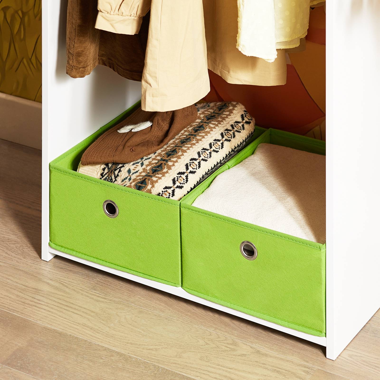 SoBuy Porte-Vêtements Enfant, Penderie et Étagère pour Chambre d'Enfant, Blanc, 60 x 35 x 110 cm, KMB109-W - Image 4