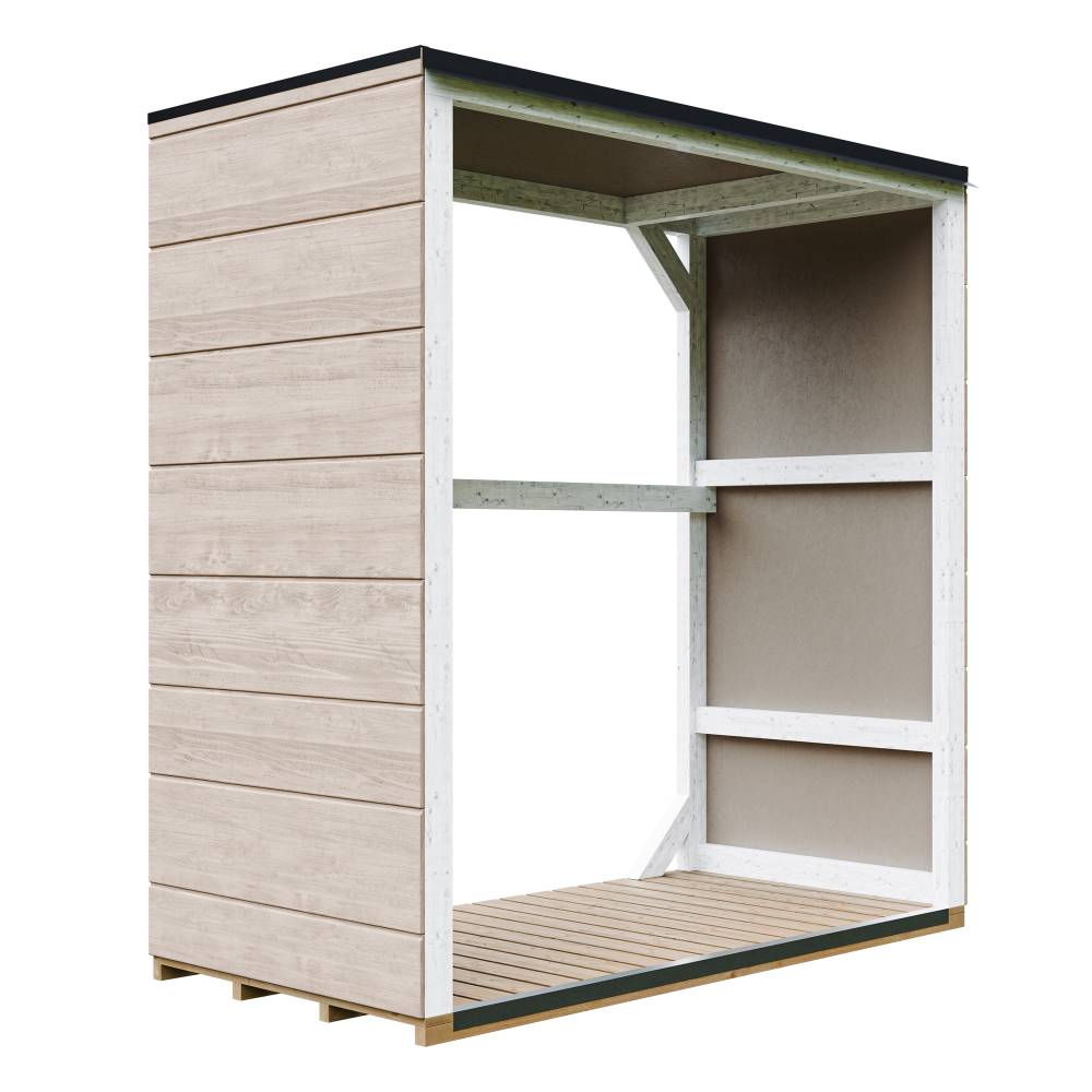 Timbela - Abri à bûches extérieur 1,14 m² / 75x153xH159 cm - Remise extérieure pour bois de chauffage résistante aux intempéries - Timbela M980-1-TERRA BROWN - Image 2