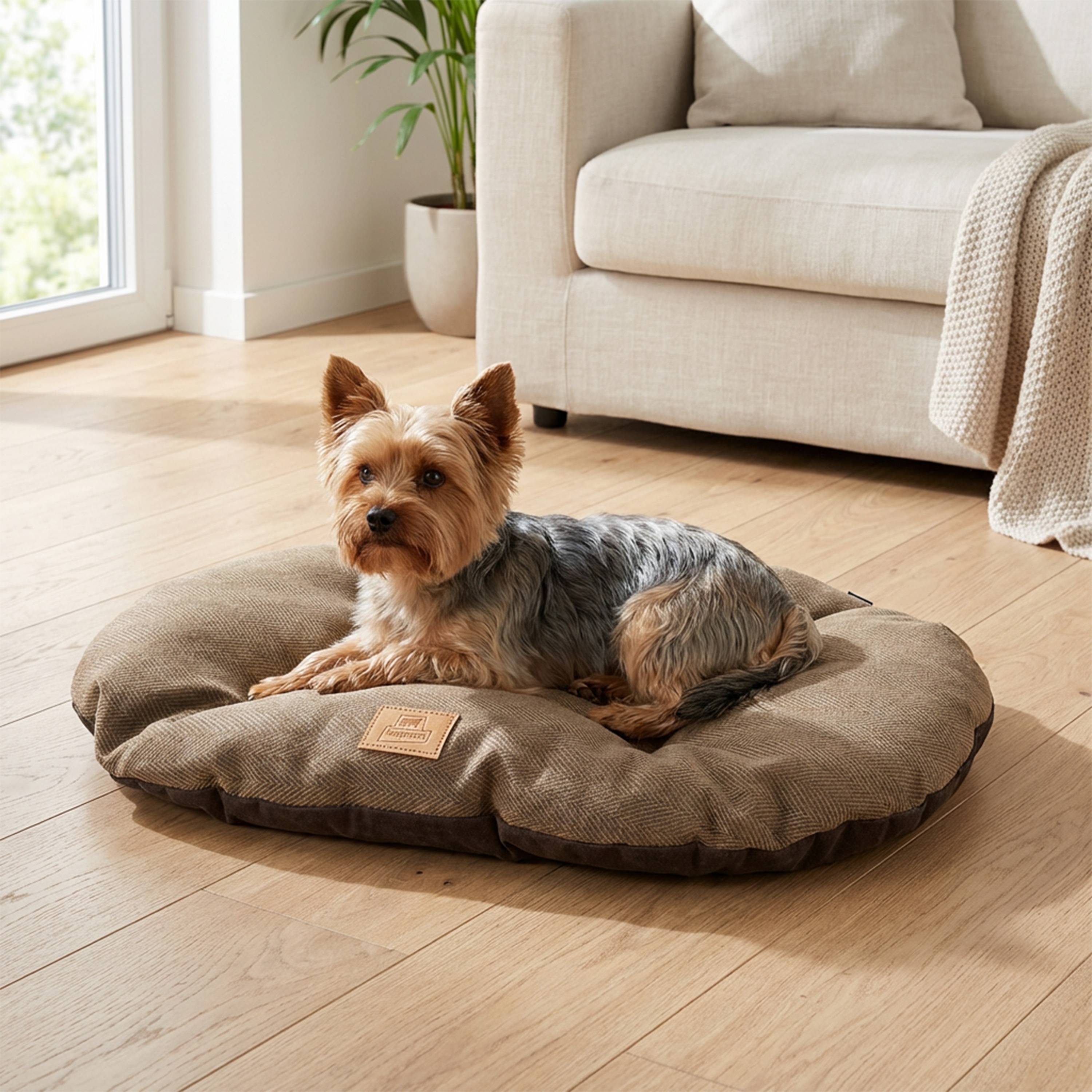 Ferplast - Coussin pour chiens et chats STUART 55/4, double-face, tweed, velours doux, lavable, Marron - Image 4