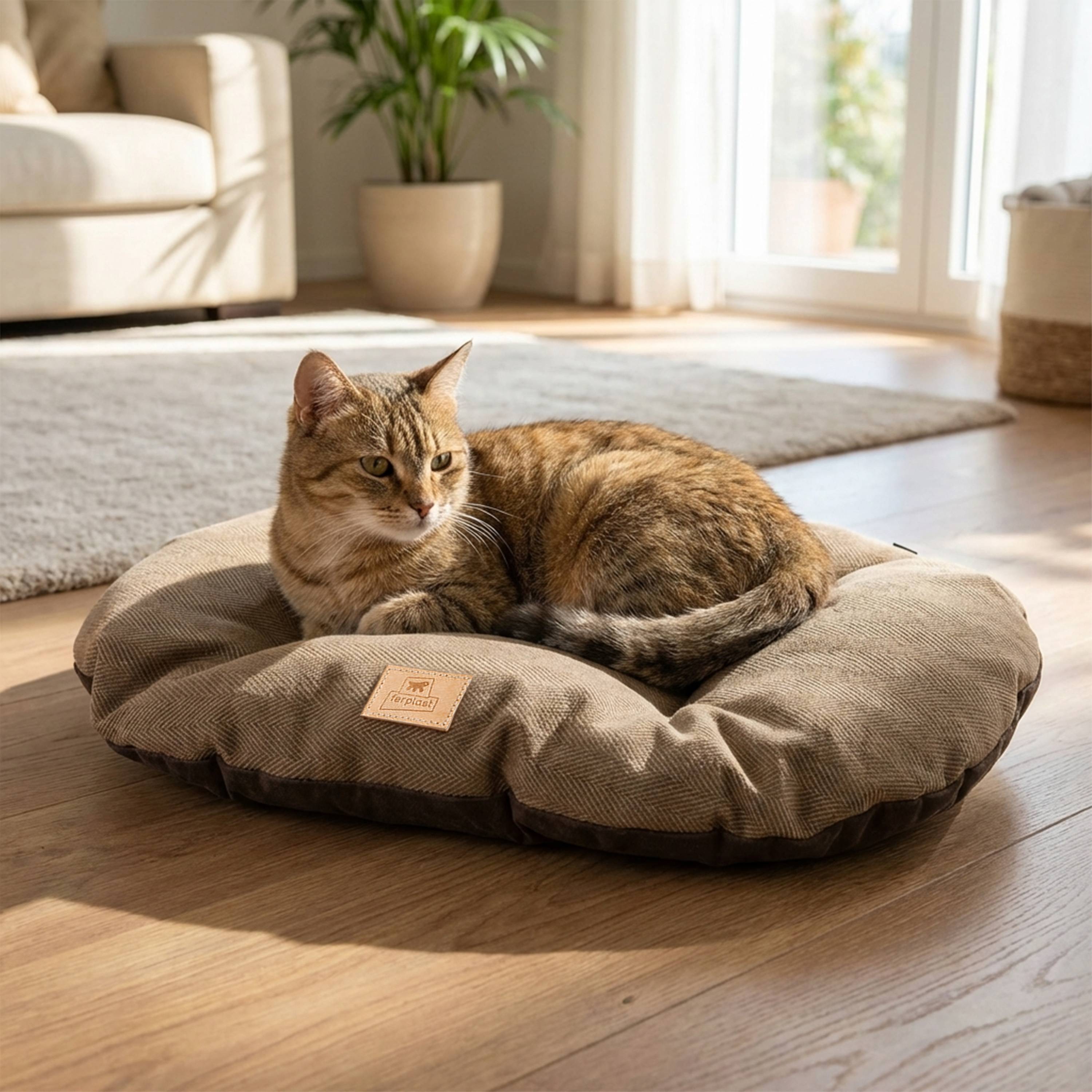 Ferplast - Coussin pour chiens et chats STUART 55/4, double-face, tweed, velours doux, lavable, Marron - Image 5