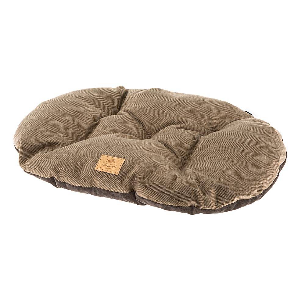 Ferplast - Coussin pour chiens et chats STUART 55/4, double-face, tweed, velours doux, lavable, Marron - Image 1