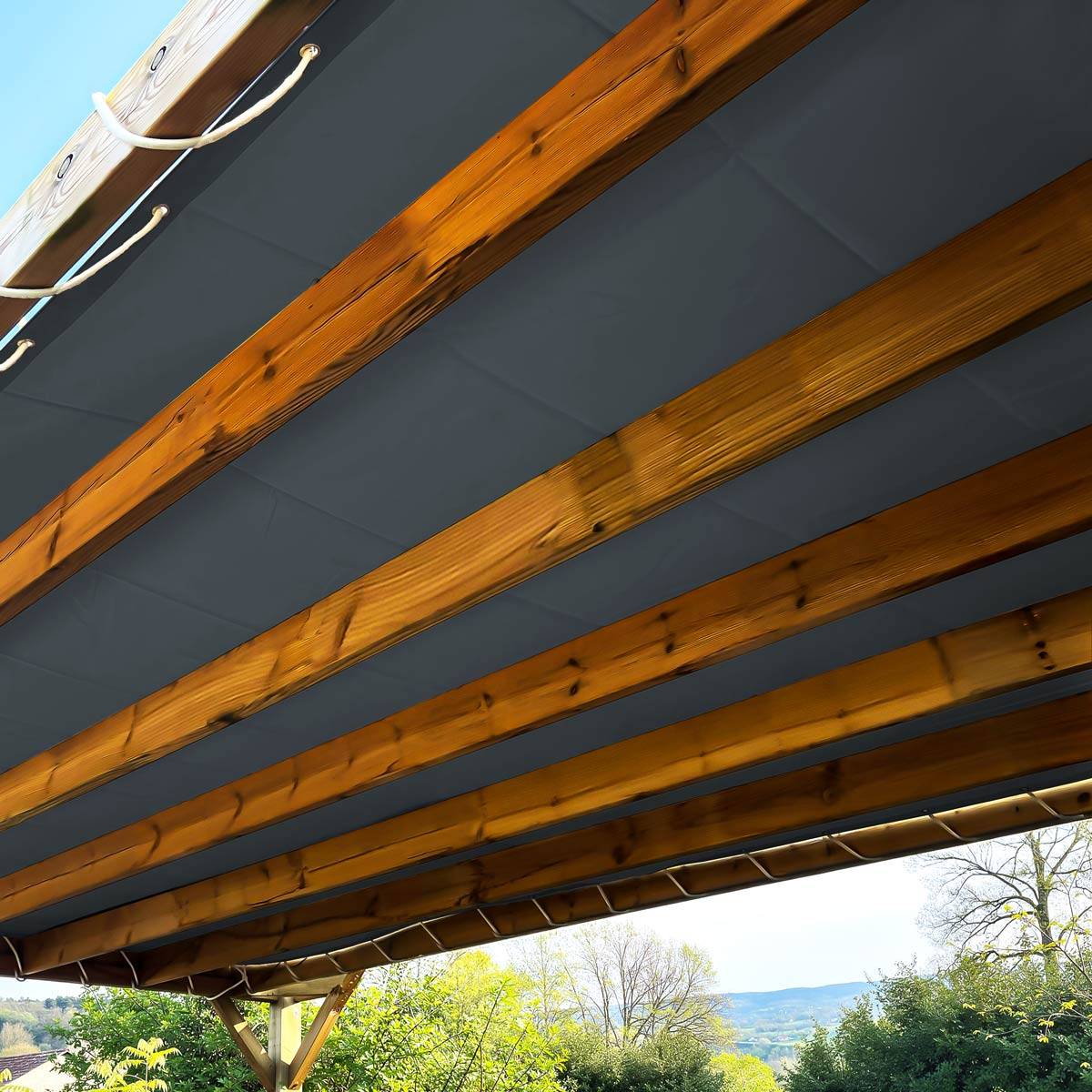 Toile Pergola Gris anthracite 8x12 m LP506PR - Garantie 5 ans - Bâche Pergola ou Tonnelle étanche en PVC pour terrasse TECPLAST - Imagen 1