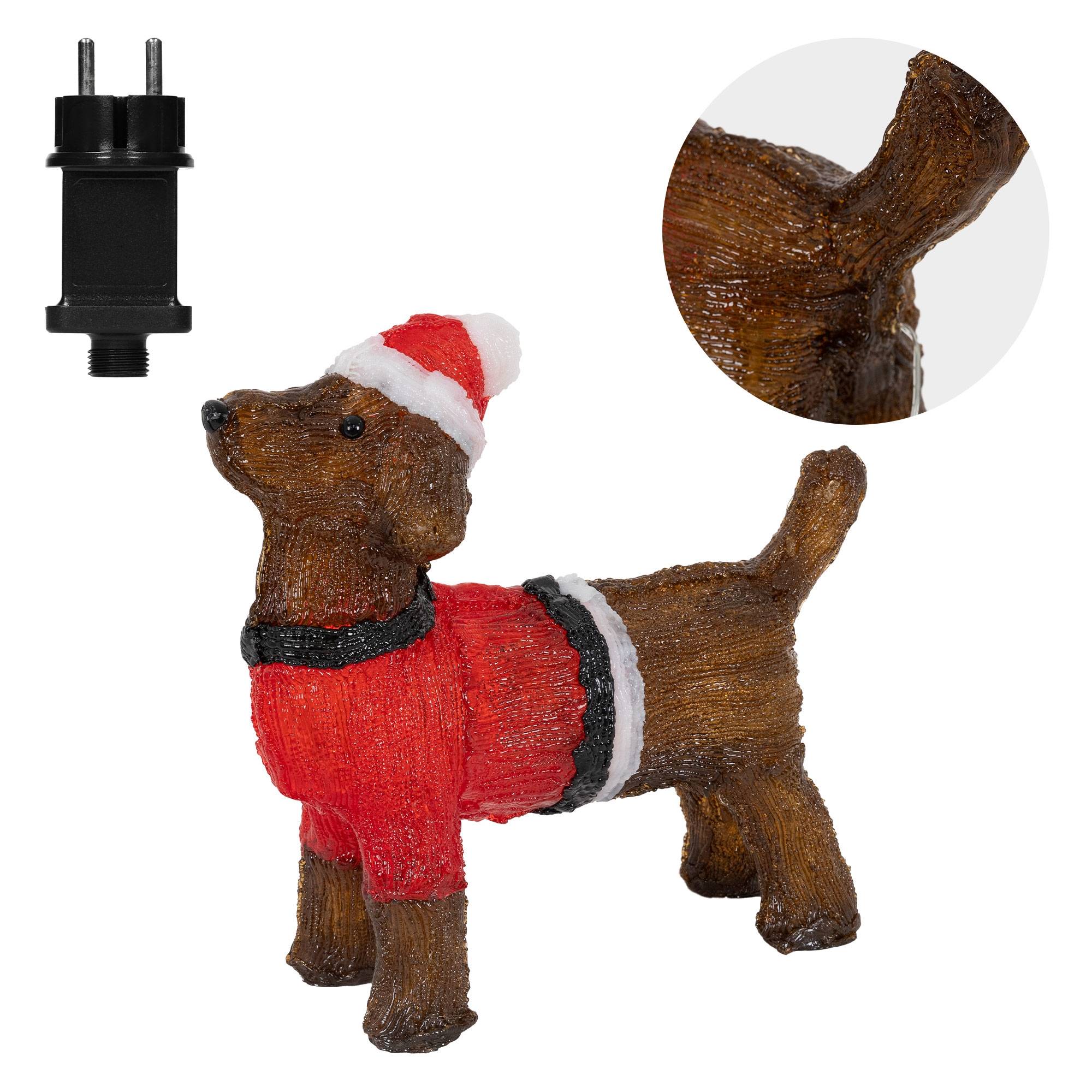Ecd-Germany - LED Teckel chien de Noël décoration intérieur/extérieur lumières de jardin 37 cm - Imagen 5