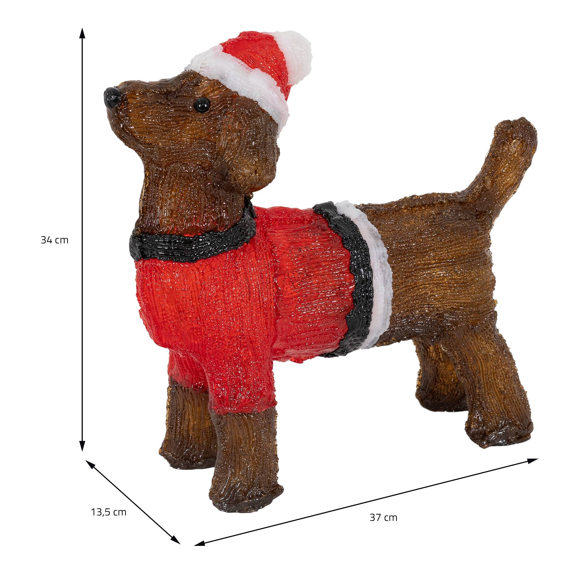 Ecd-Germany - LED Teckel chien de Noël décoration intérieur/extérieur lumières de jardin 37 cm - Imagen 6