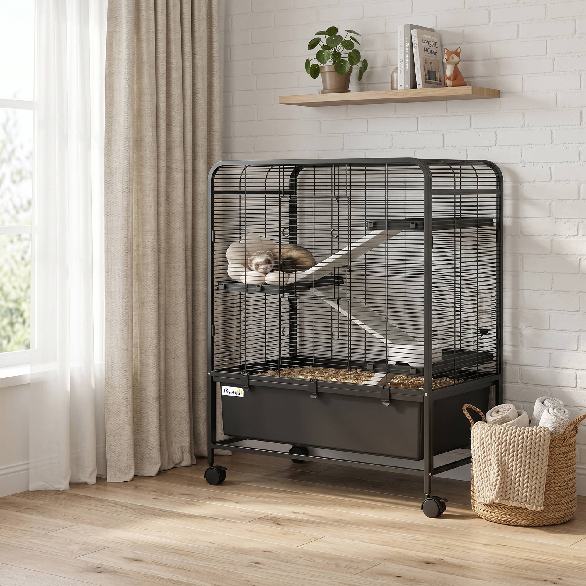 Cage pour rongeurs acier noir 75 x 46 x 94.5 cm - PANGIVO - Image 4