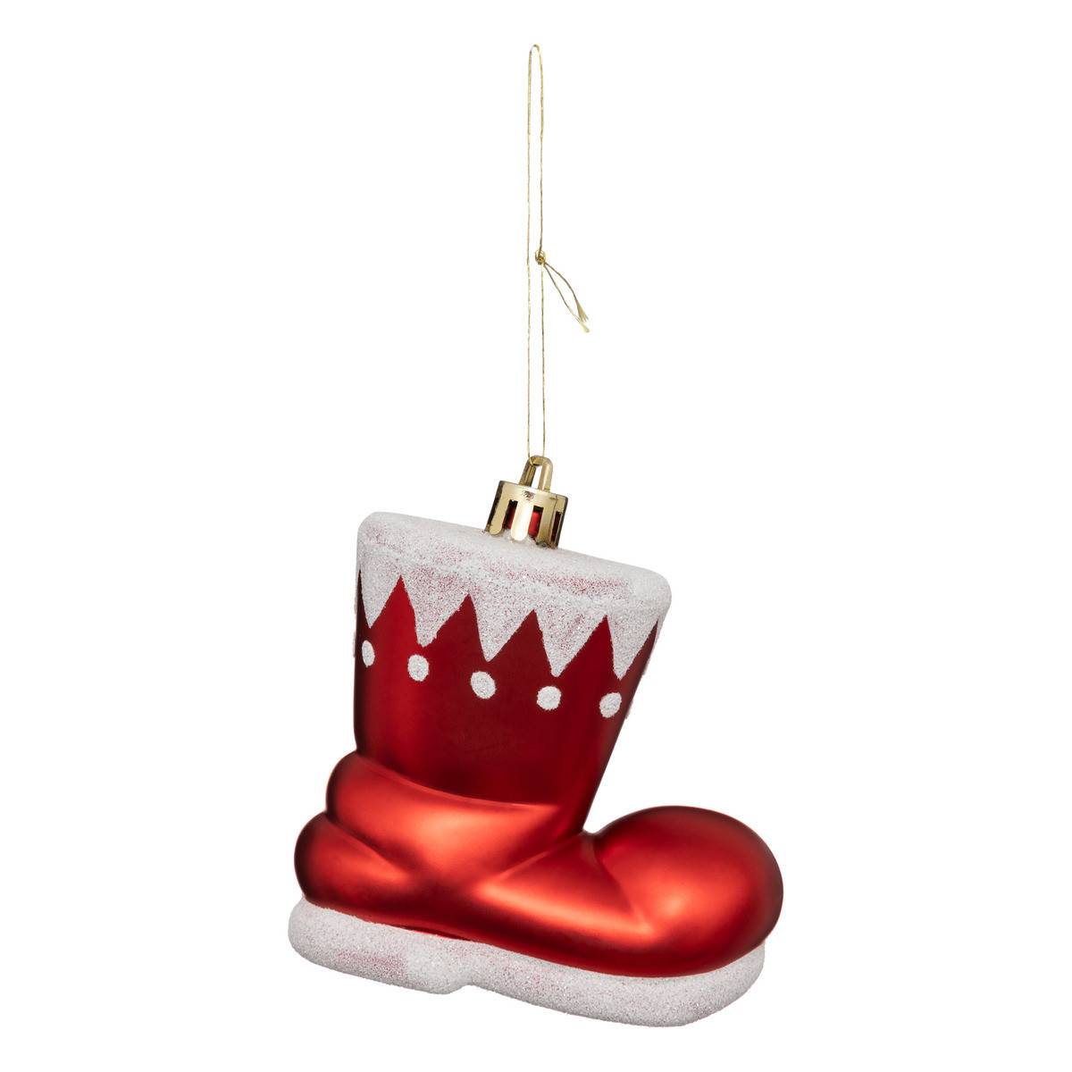 Déco de Sapin Lot de 4 Bottes de Père Noël Rouge et Blanc - Image 3