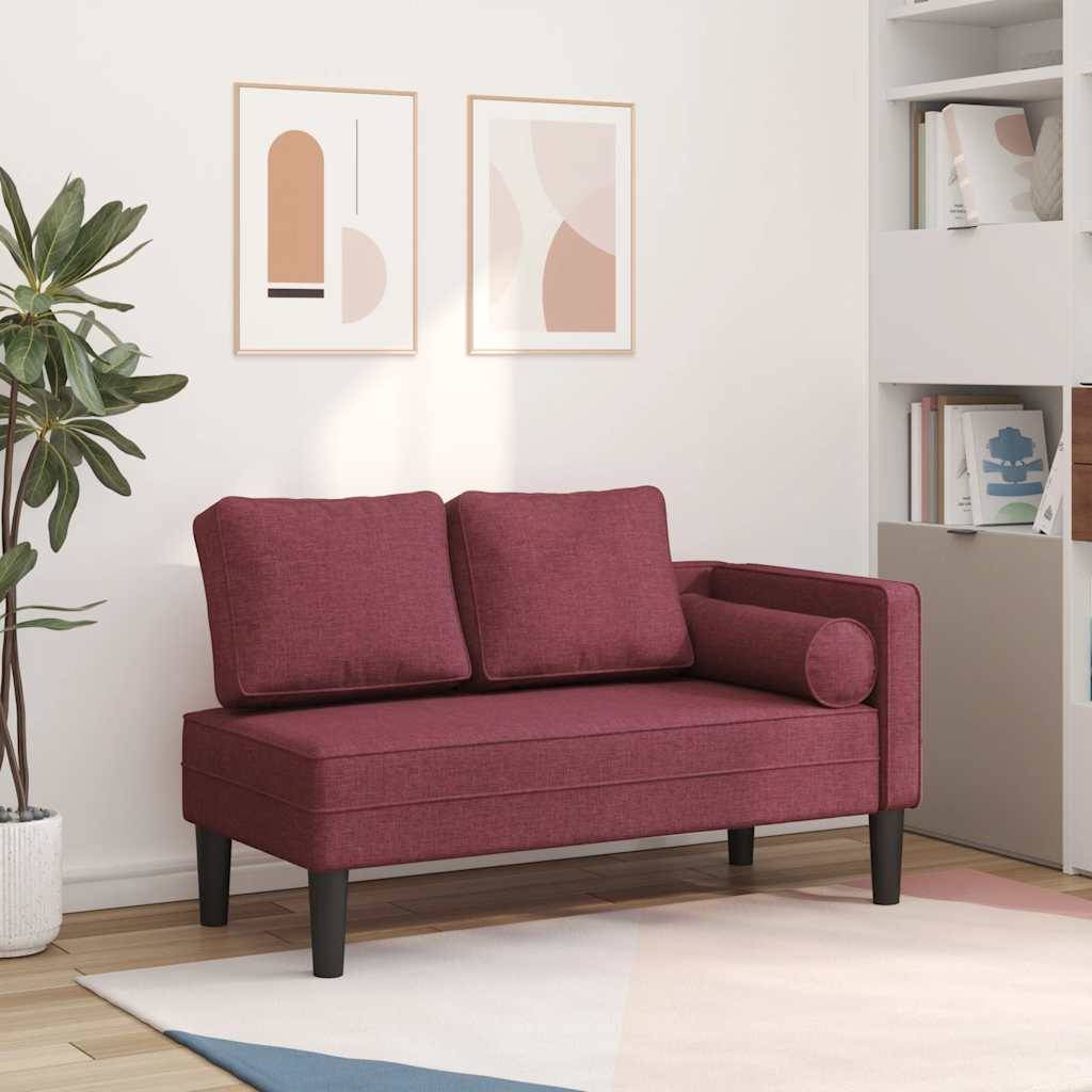 Chaise longue | Transat | Bain de soleil avec coussins rouge bordeaux tissu - Image 2