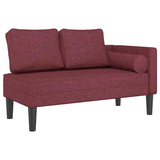 Chaise longue | Transat | Bain de soleil avec coussins rouge bordeaux tissu - Image 1