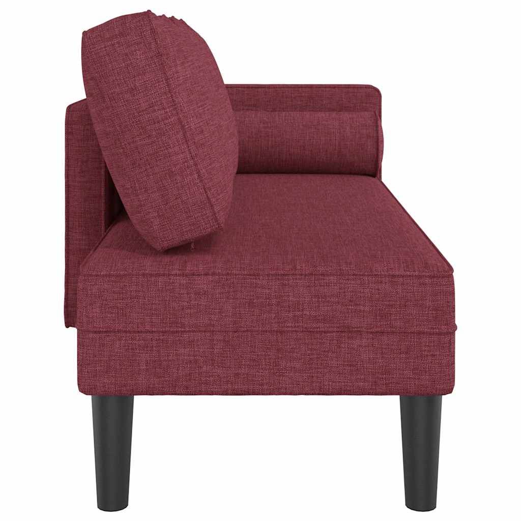 Chaise longue | Transat | Bain de soleil avec coussins rouge bordeaux tissu - Image 4