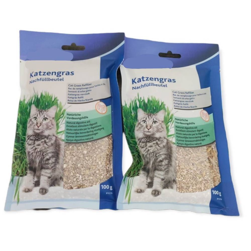 Un lot de deux sachets d'herbe à chat, orges 100gx2 - Imagen 1