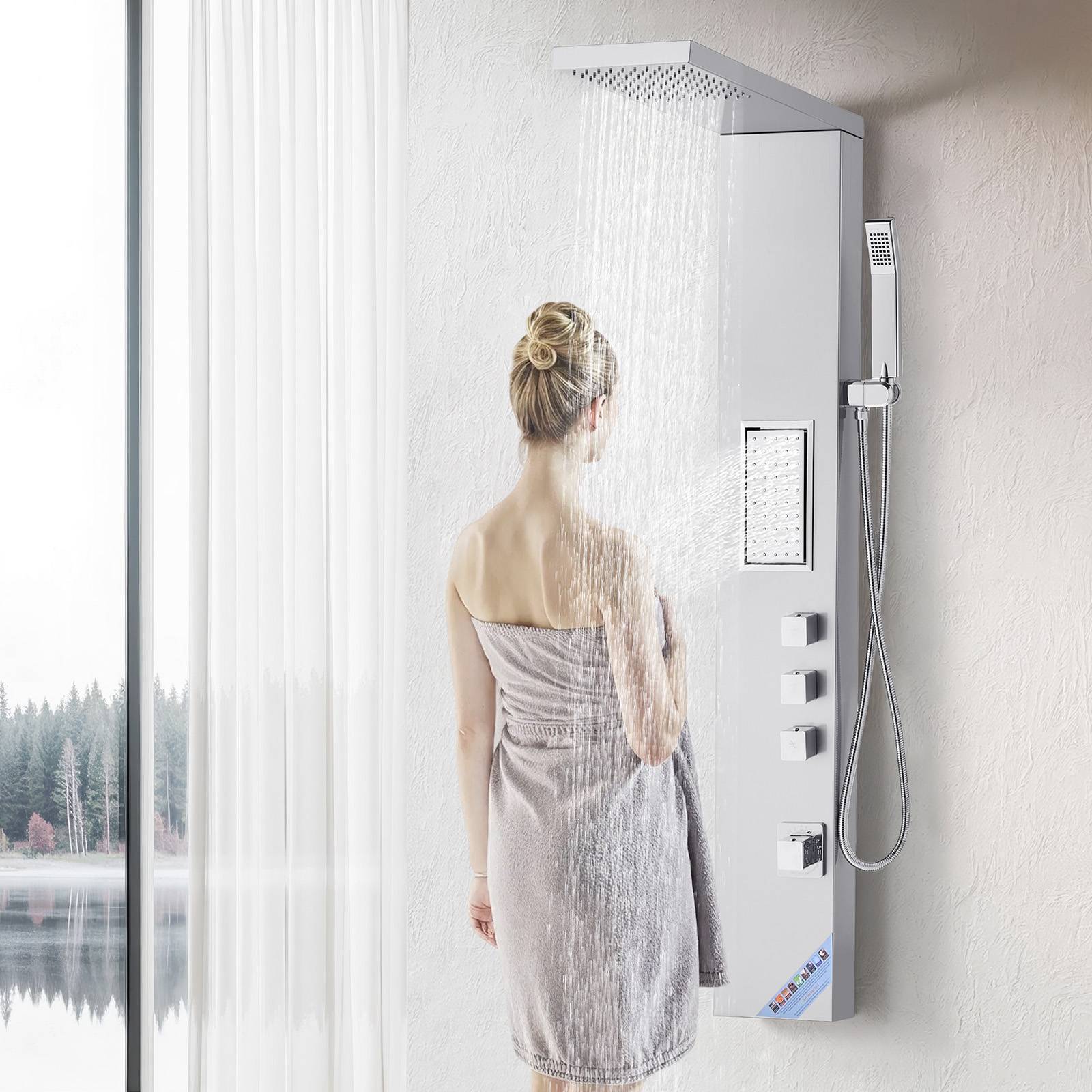 Vevor - VEVOR Colonne douche avec pommeau pluie, acier inox brossé, robinet 3 fonctions, jet corporel et main. - Image 8