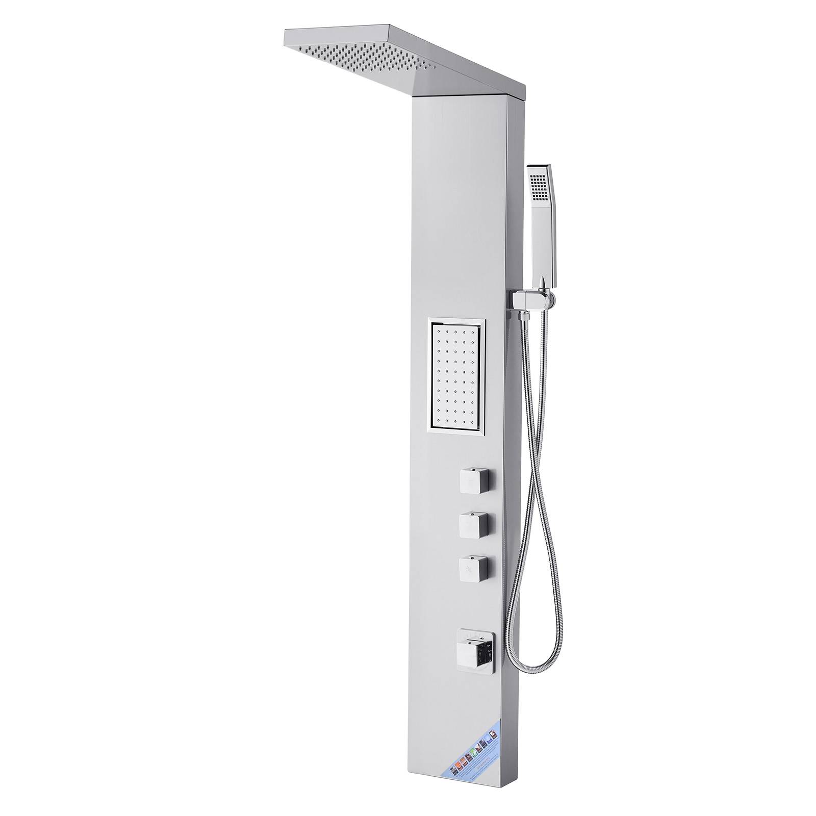 Vevor - VEVOR Colonne douche avec pommeau pluie, acier inox brossé, robinet 3 fonctions, jet corporel et main. - Image 9
