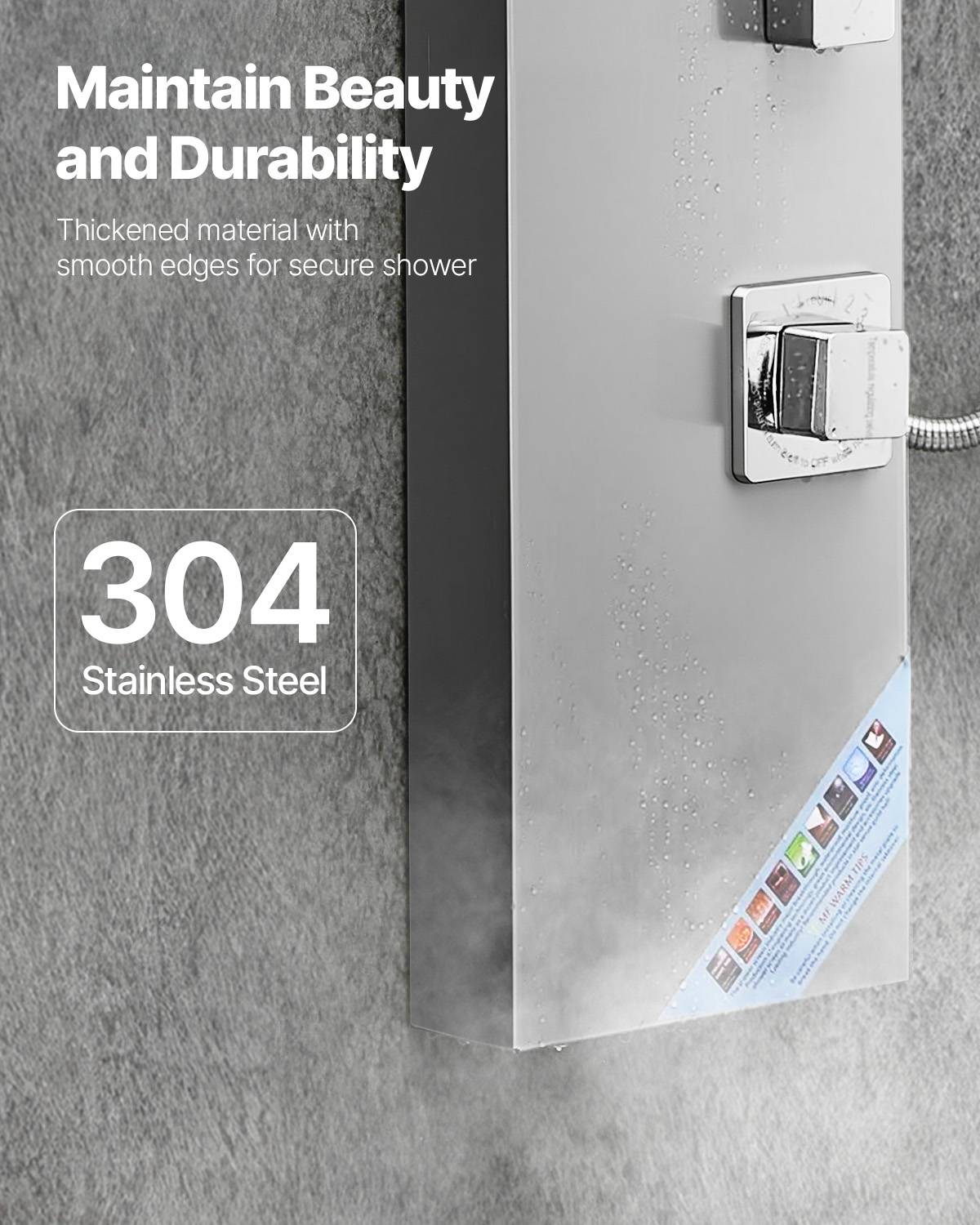 Vevor - VEVOR Colonne douche avec pommeau pluie, acier inox brossé, robinet 3 fonctions, jet corporel et main. - Image 6