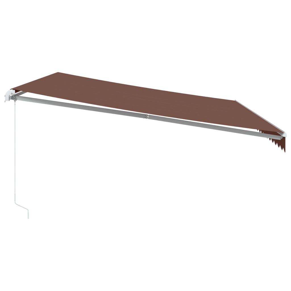 Store Banne Manuel Aluminium pour Terrasse Éclairage LED 500x350cm Marron - ComfortXL Outdoor Living - Image 5